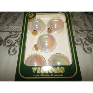 Vintage Visions By Holly  2‎ 5/8" Christmas Tree Glass Ball 10 5 clear 5 frosted